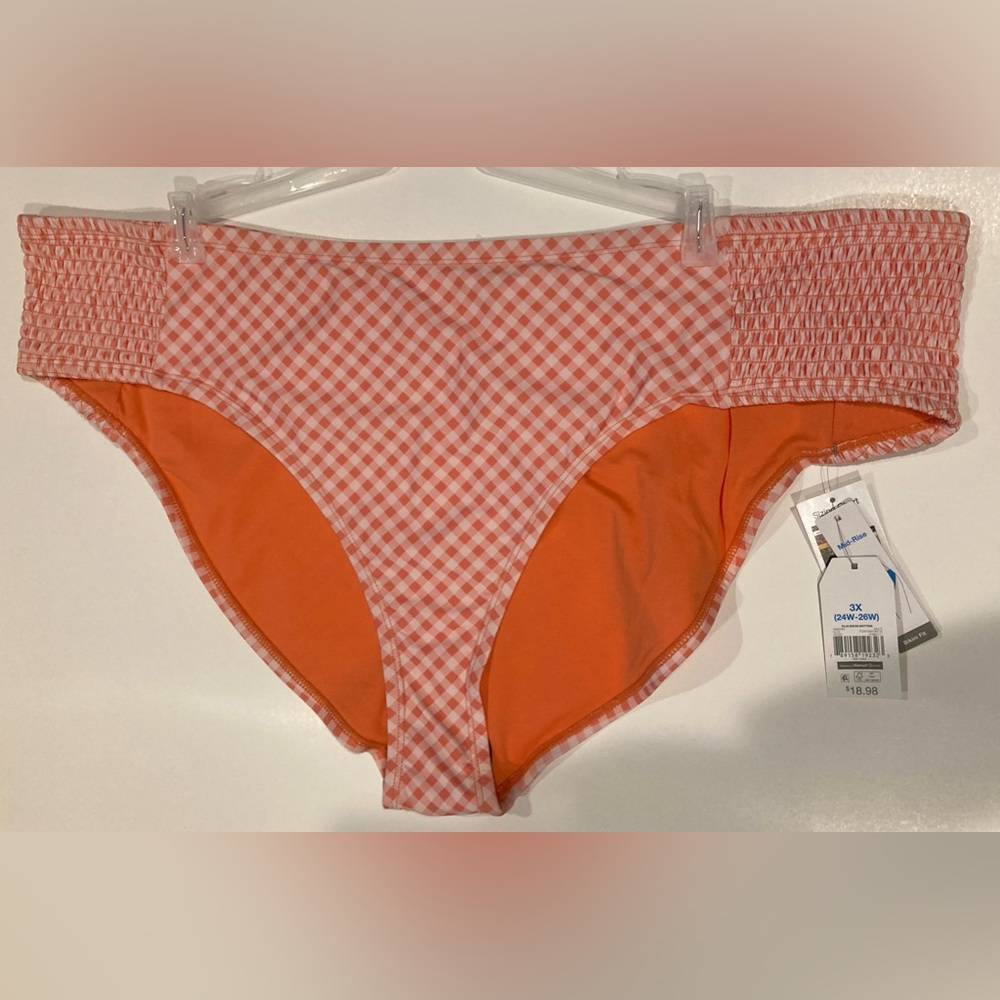 Time and Tru Orange Gingham Bikini Swim Bottom 3X